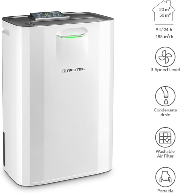 Trotec TTR 57 E Déshumidificateur Confort 9L/24h 50m³ 20m²