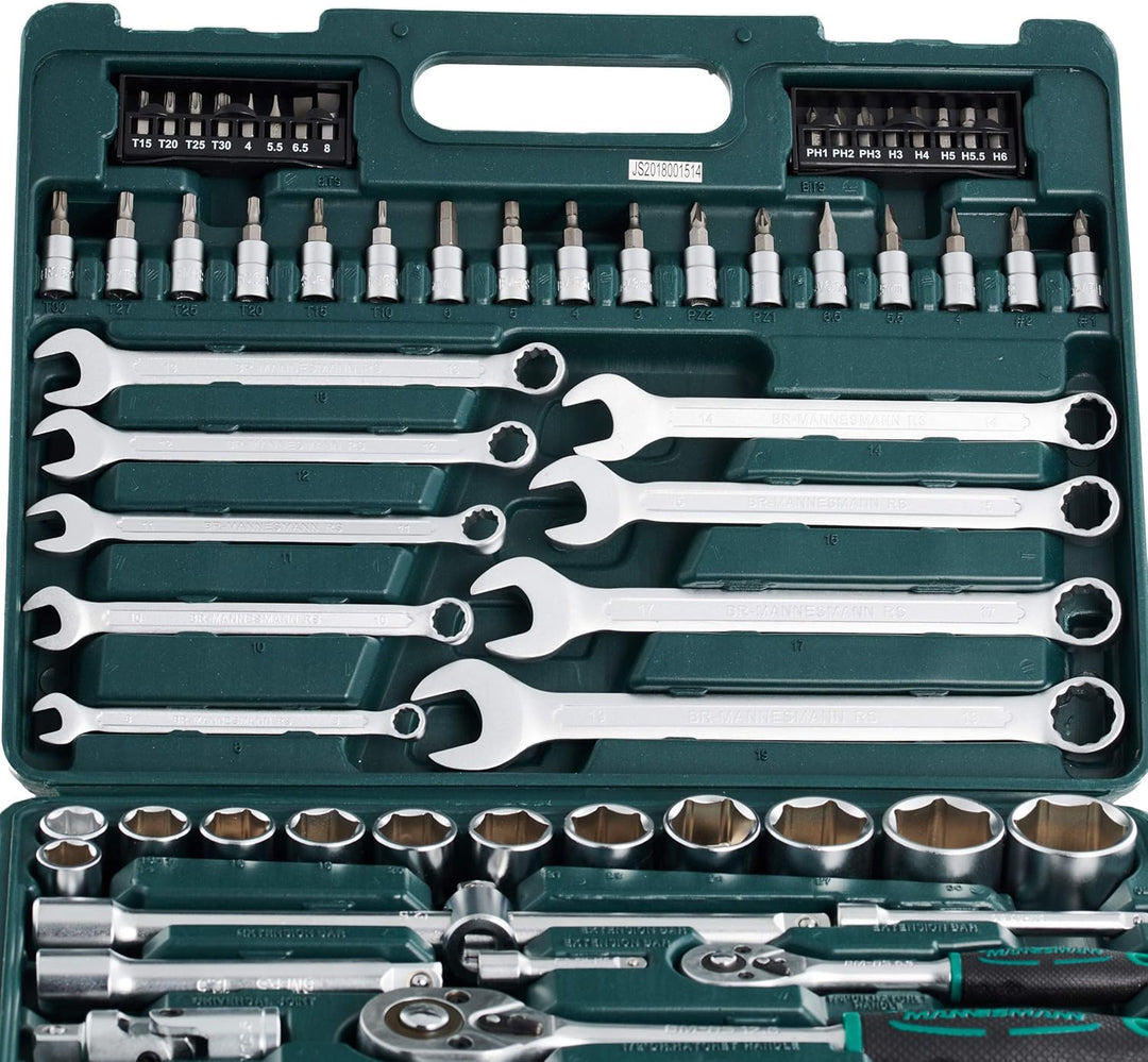 Brüder Mannesmann M29112 - Jeu de Clés et Douilles 0,6 cm (0,25") et 0,5" 82 pièces - MK SELLER EU